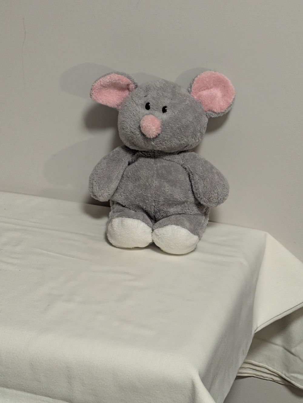 TY Pluffies. Gray and Pink Plush Mouse Stuffed Animal. 9 Inches 100% Tylux.